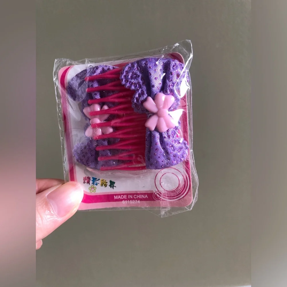 New Children’s Girls Sparkly Purple bow Hair side comb accessories